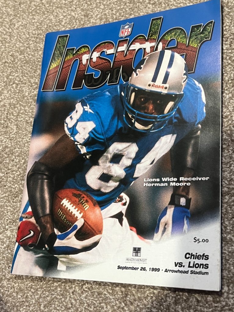 FOOTBALL PROGRAM KANSAS CITY CHIEFS DETROIT LIONS 9/26 1999
