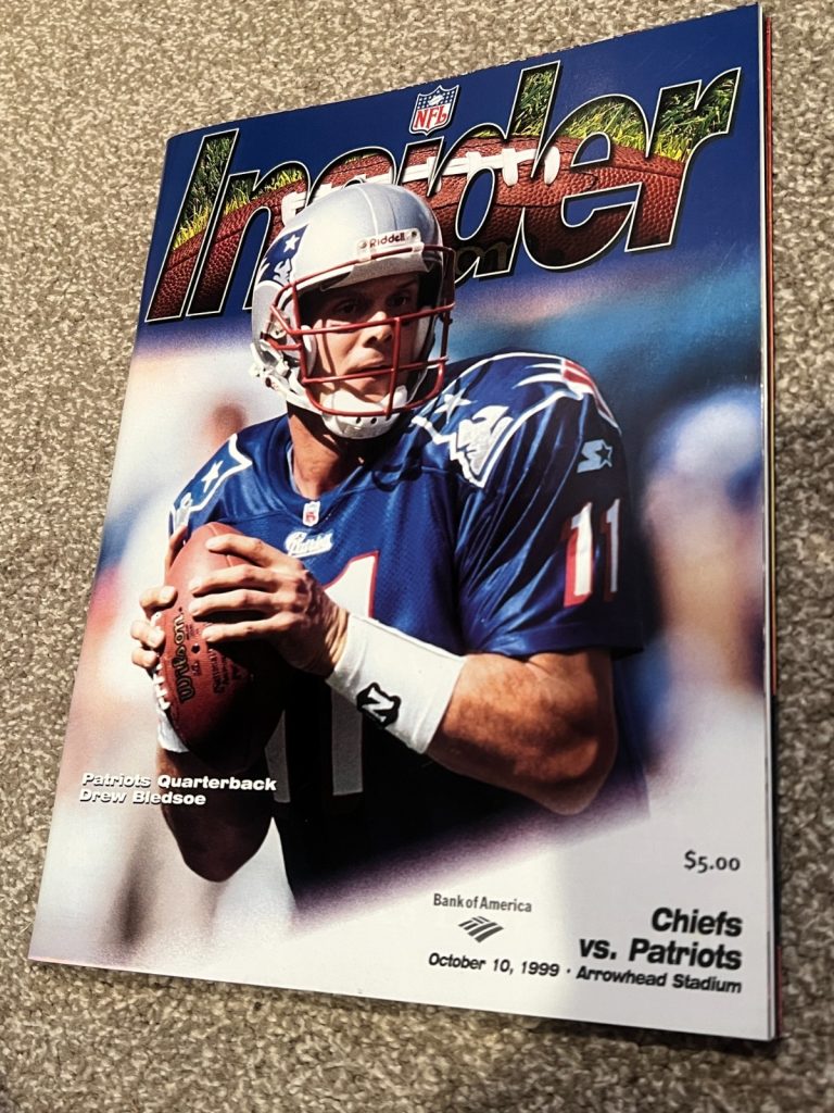 FOOTBALL PROGRAM KANSAS CITY CHIEFS NEW ENGLAND PATRIOTS 10/10 1999 DREW BLEDSOE
