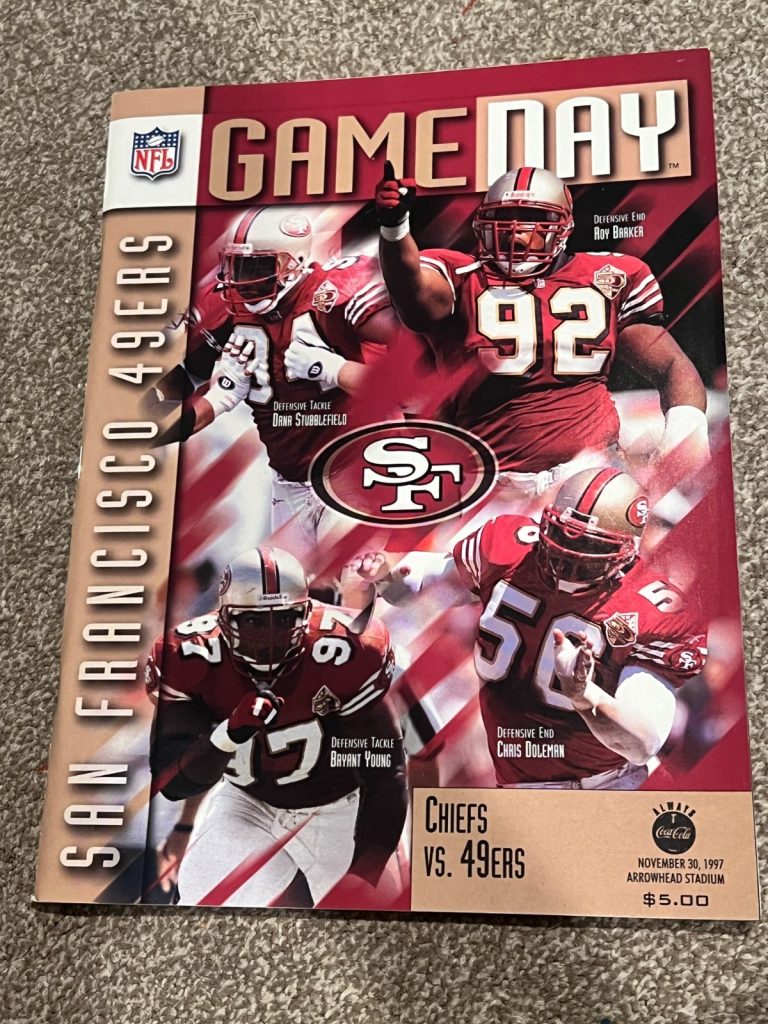 FOOTBALL PROGRAM KANSAS CITY CHIEFS SAN FRANCISCO 49ERS 11/30 1997