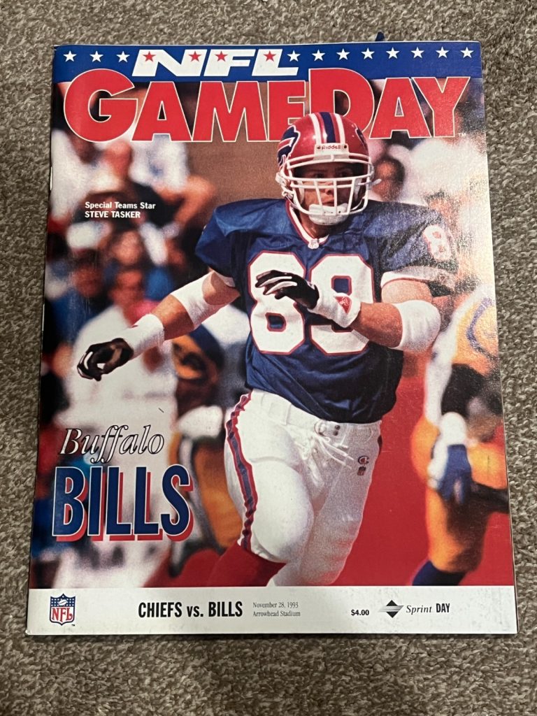 FOOTBALL PROGRAM KANSAS CITY CHIEFS BUFFALO BILLS STEVE TASKER 11/28 1993