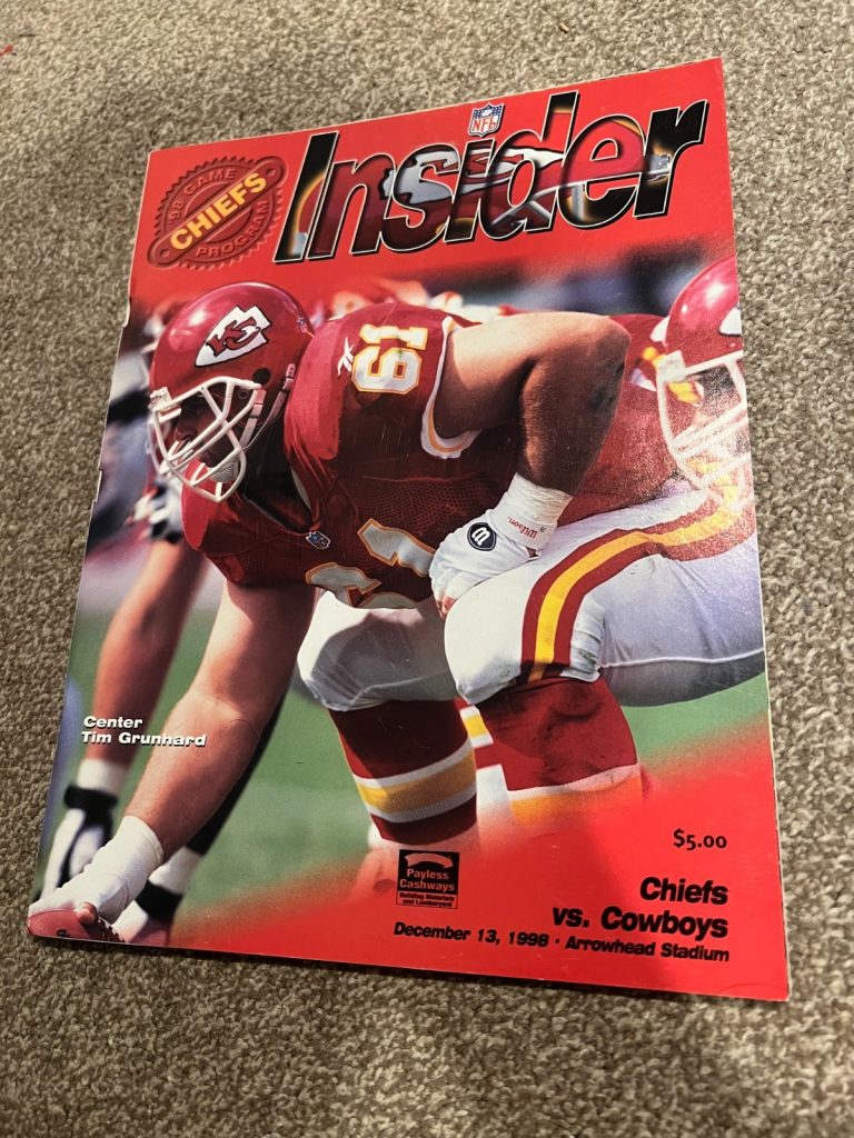 FOOTBALL PROGRAM KANSAS CITY CHIEFS DALLAS COWBOYS 12/13 1998 TIM GRUNHARD