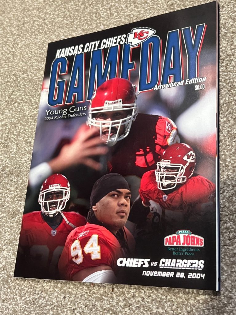 FOOTBALL PROGRAM KANSAS CITY CHIEFS SAN DIEGO CHARGERS 11/28 2004