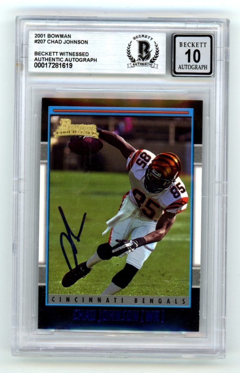 Chad Johnson 2001 Bowman #207 Rookie RC Signed Beckett BGS 10 Auto Bengals