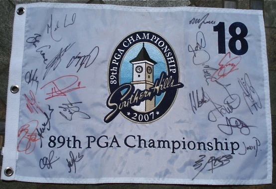 PGA CHAMPIONSHIP GOLF FLAG SIGNED BY 22 W/ MCDOWELL, WESTWOOD, & MORE!