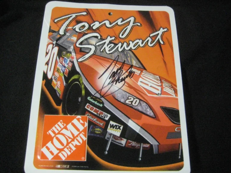 JSA TONY STEWART Signed HOME DEPOT Metal Sign PROOF