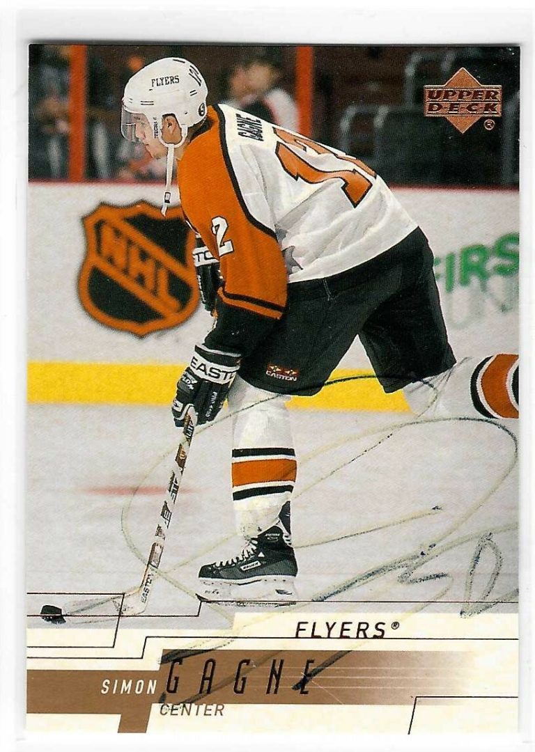 Simon Gagne Signed 2000/01 Upper Deck Card #129