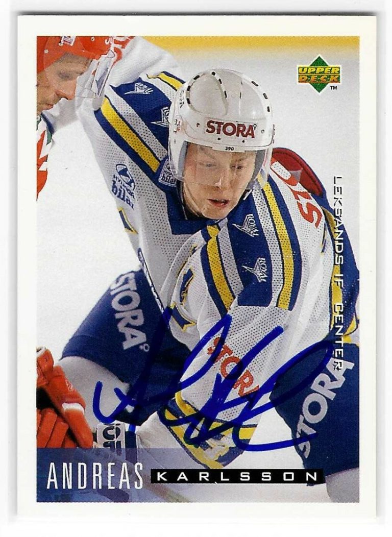 Andreas Karlsson Signed 1995/96 Upper Deck Card #110