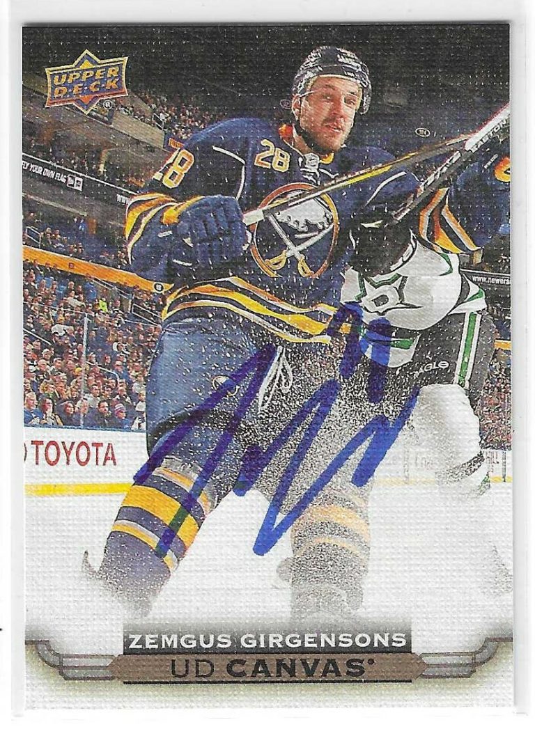 Zemgus Girgensons Signed 2015/16 UD Canvas Card C10 Buffalo Sabres