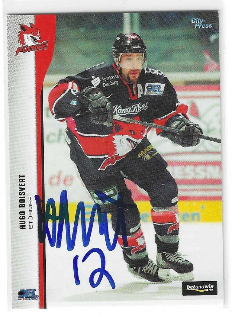 Hugo Boisvert Signed 2005/06 City Press Premier Card #12
