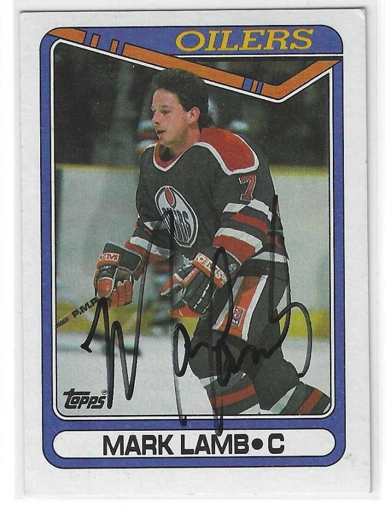 Mark Lamb Signed 1990/91 Topps Card #25 Edmonton Oilers
