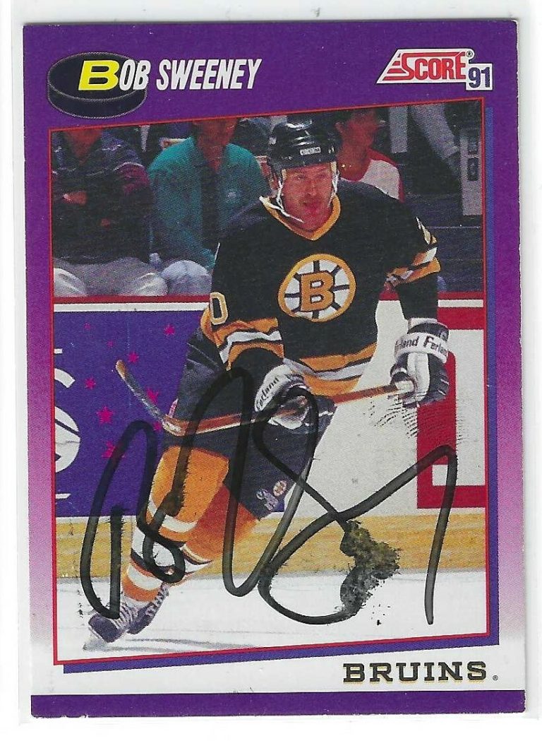 Bob Sweeney Signed 1991/92 Score Card #176 Boston Bruins