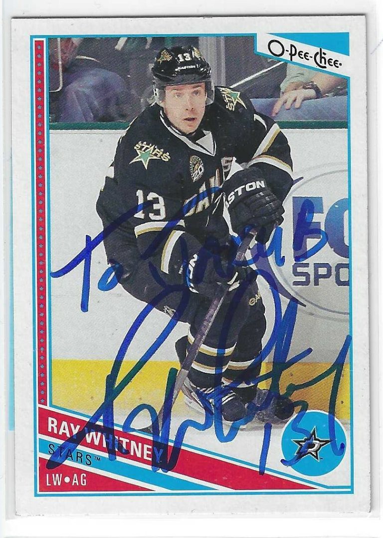 Ray Whitney Signed 2013/14 O-Pee-Chee Card #8 Dallas Stars To Jacob