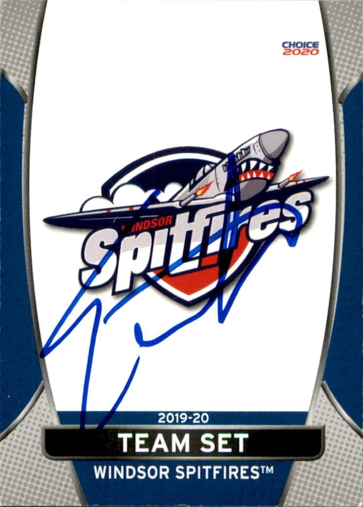 Trevor Letowski Signed 2019 Choice OHL Windsor Spitfires Team Issued Logo Card
