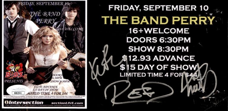 The Band Perry Signed 5x10 Concert Flyer Print JSA COA