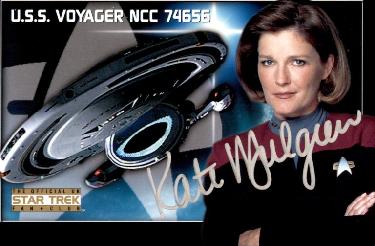 Kate Mulgrew Signed Star Trek Voyager Captain Janeway 4x6 Postcard Photo #2 JSA