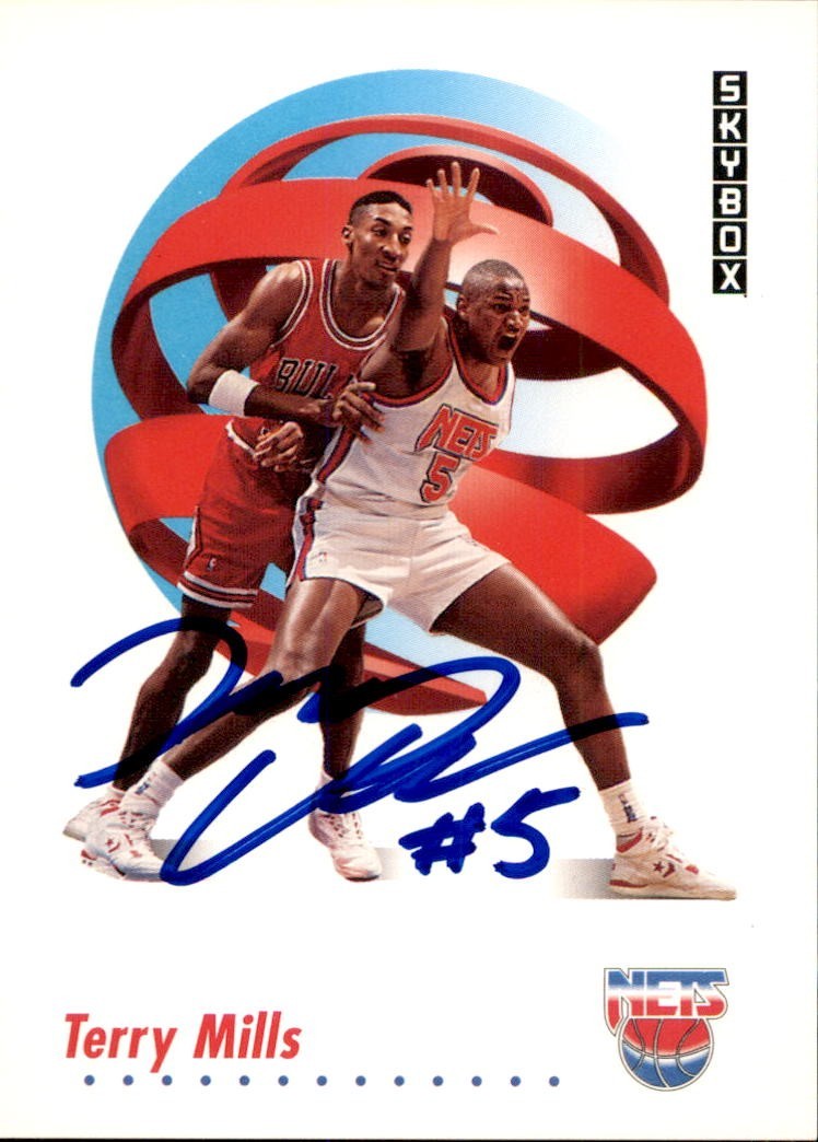 Terry Mills Signed 1991/92 Sky Box Rookie Card #184 New Jersey Nets