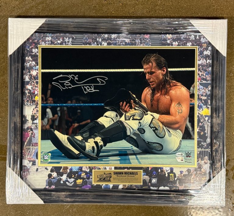 Shawm Michaels Signed Framed WWF Champ WrestleMania 12 16x20 Photo WWE JSA COA