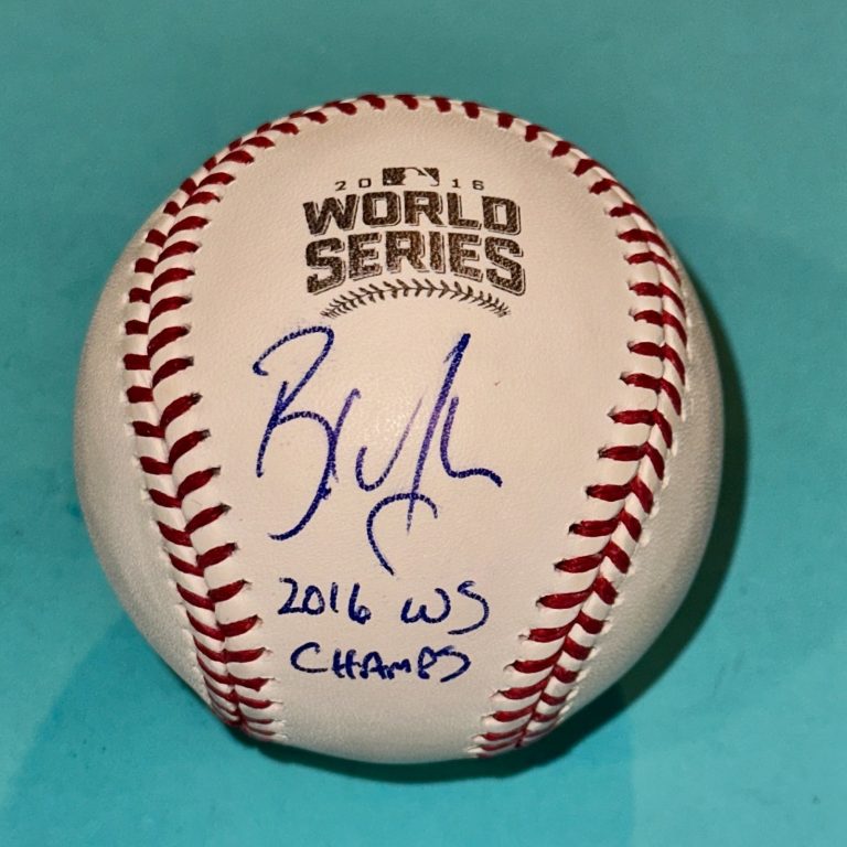 BRANDON HYDE (Cubs) Signed Official 2016 WORLD SERIES Baseball Beckett w/ INSC