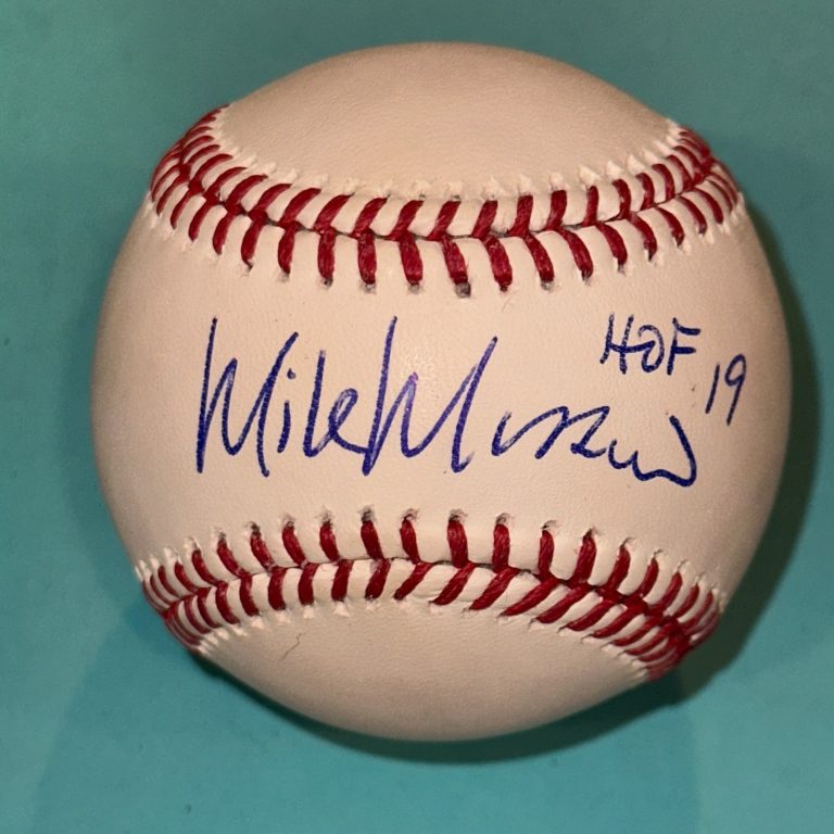 MIKE MUSSINA (NY Yankees) Signed Official MLB Baseball Beckett (BAS) w/ HOF Insc