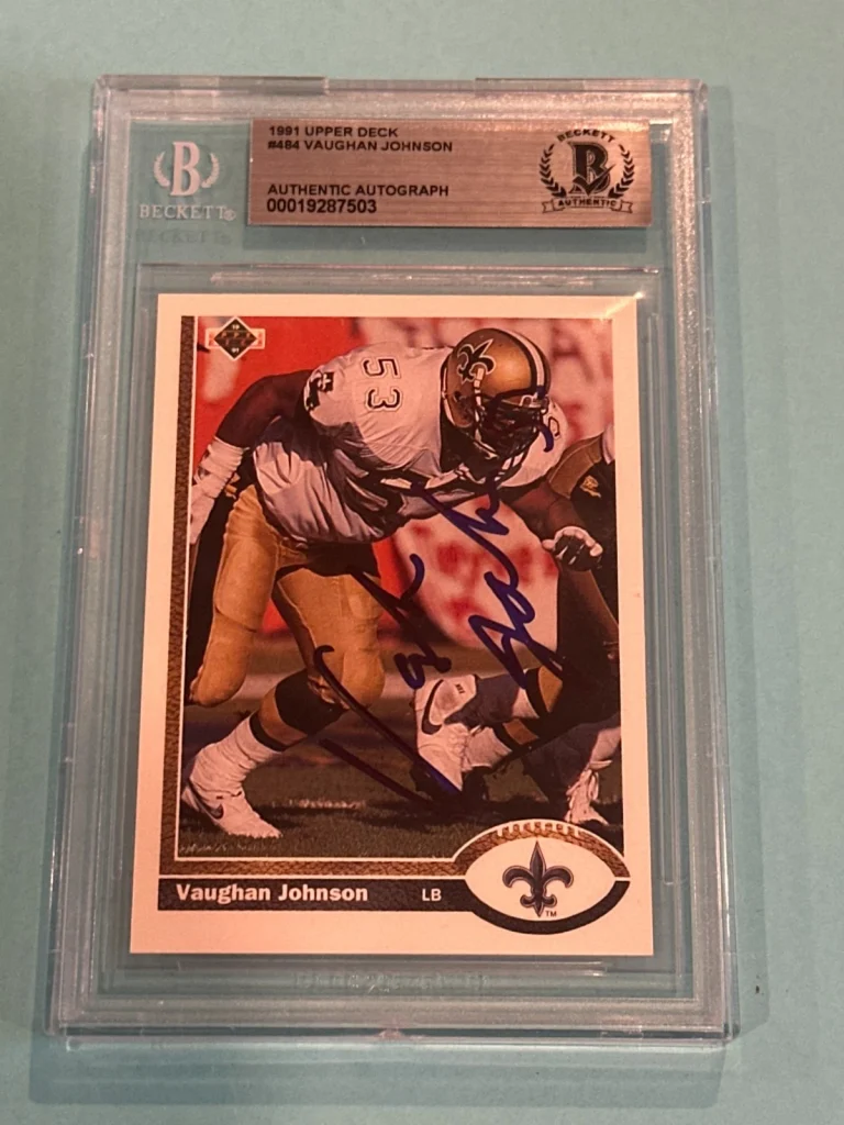 VAUGHAN JOHNSON Signed 1991 UPPER DECK Card #484 Beckett BAS