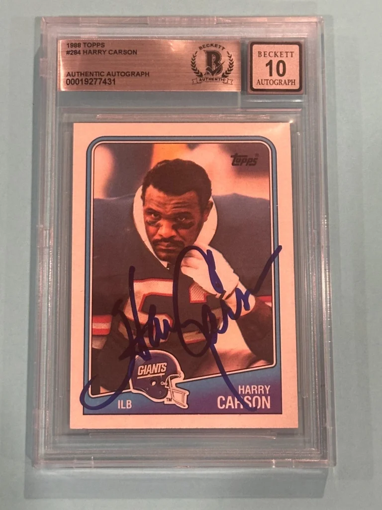 HARRY CARSON Signed 1988 TOPPS Card #284 Beckett BAS AUTO 10