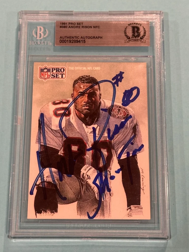 ANDRE RISON Signed 1991 PRO SET Card #380 Beckett BAS