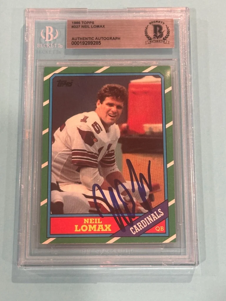 NEIL LOMAX Signed 1986 TOPPS Card #327 Beckett BAS