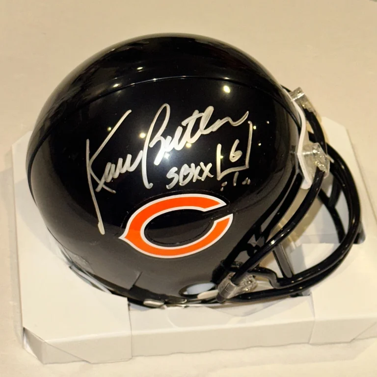 KEVIN BUTLER Signed Chicago BEARS VSR4 Mini-helmet w/ Insc Beckett BAS