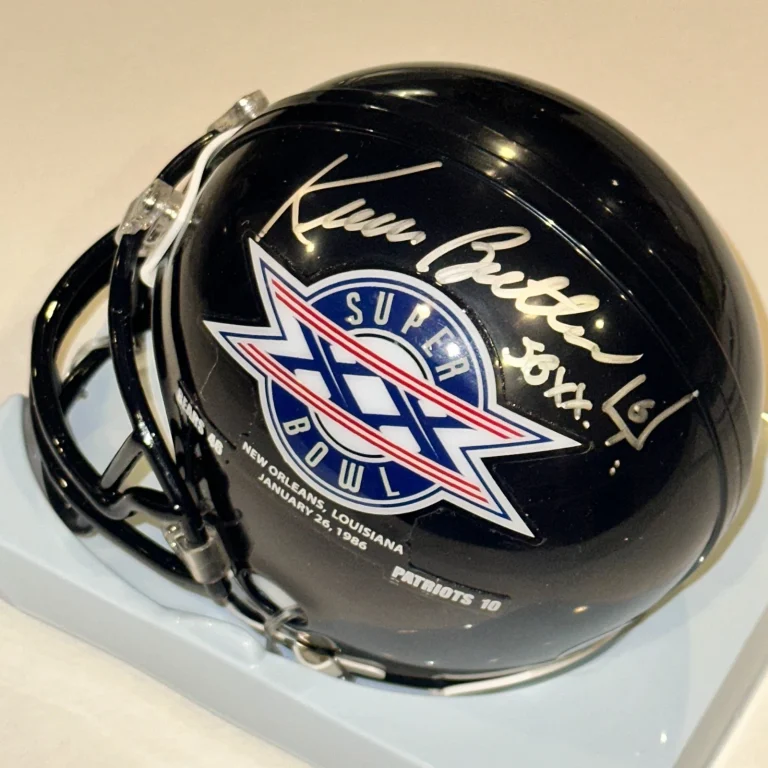 KEVIN BUTLER Signed SUPER BOWL XX VSR4 Mini-helmet Beckett (BAS) w/ INSC