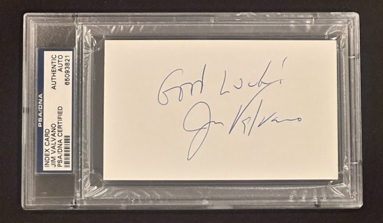 JIM VALVANO Signed INDEX CARD PSA Encapsulated