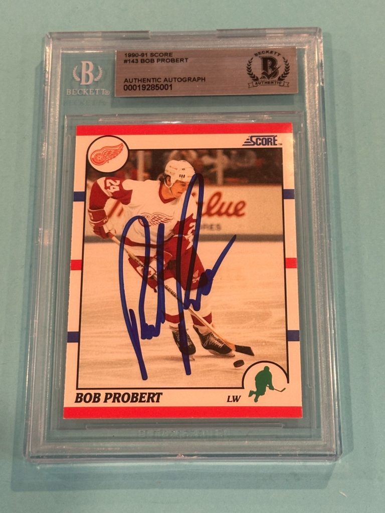 BOB PROBERT Signed 1990-91 SCORE Card #143 Beckett Authenticated (BAS)