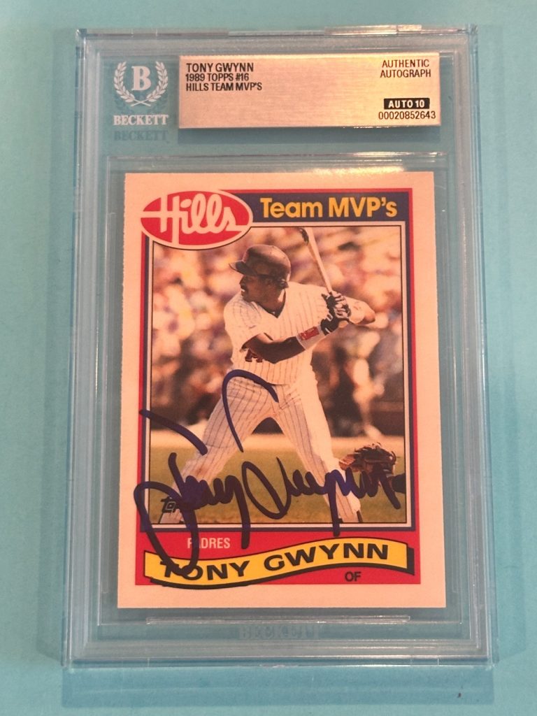 TONY GWYNN Signed 1989 TOPPS HILL'S TEAM MVP Card #16 Beckett (BAS) AUTO 10