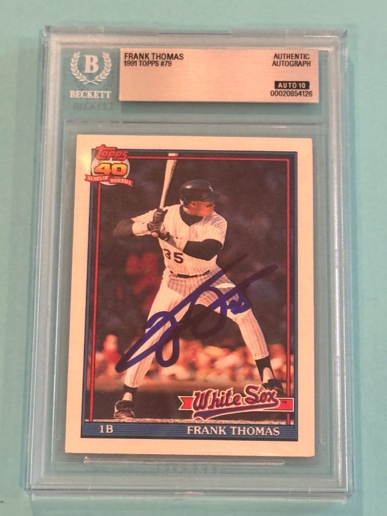 FRANK THOMAS Signed 1991 TOPPS Card #79 Beckett (BAS) AUTO 10