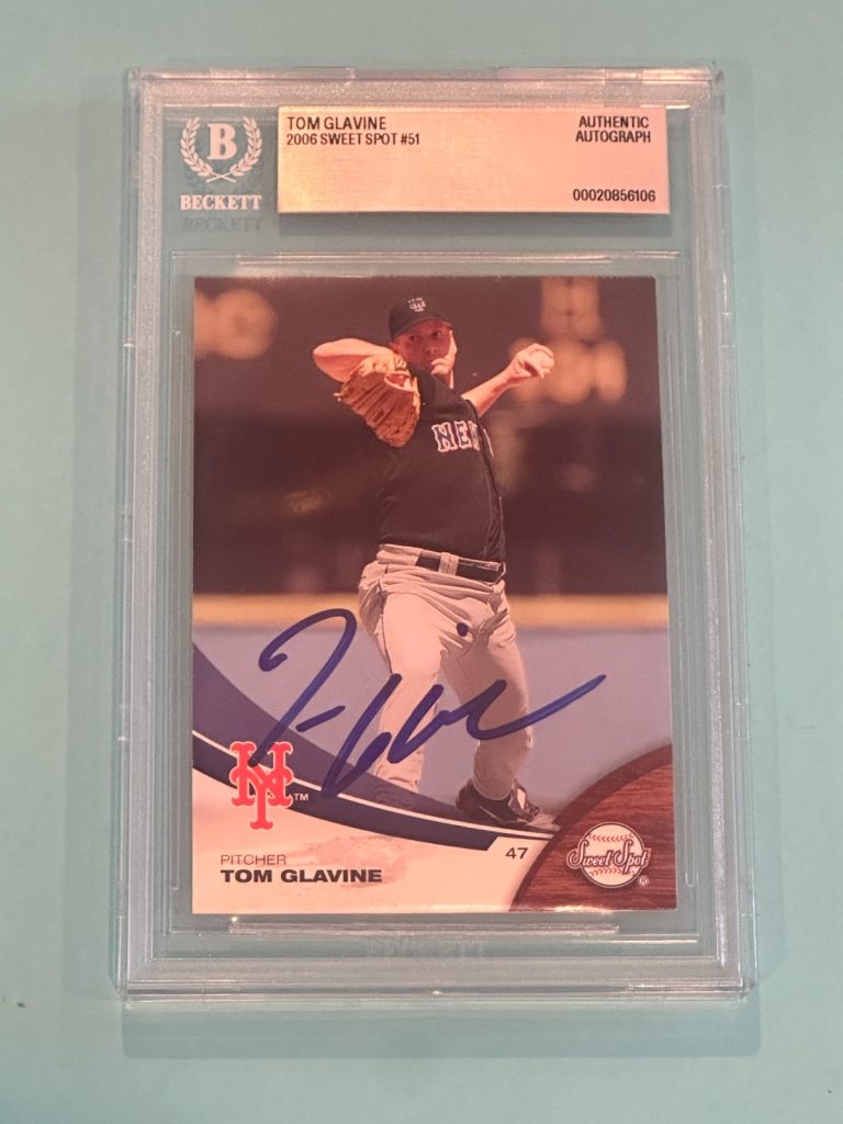TOM GLAVINE Signed 2006 SWEET SPOT Card #51 Beckett (BAS)