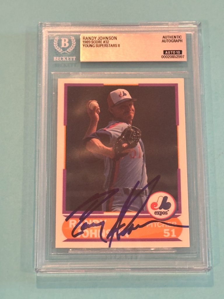 RANDY JOHNSON Signed 1989 SCORE YOUNG SUPERSTARS II Card #32 Beckett BAS AUTO 10