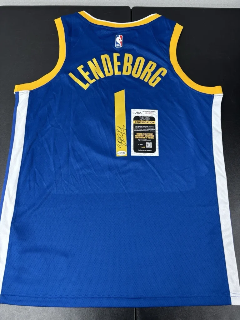 YAXEL LENDEBORG SIGNED Autographed GOLDEN STATE WARRIORS Jersey. JSA Coa. Rare