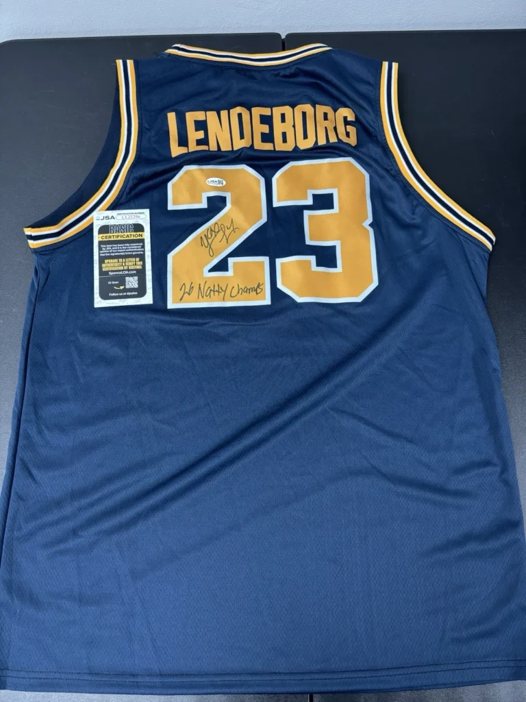 YAXEL LENDEBORG Signed Inscribed  MICHIGAN WOLVERINES Jersey. Jsa Coa . Champs!