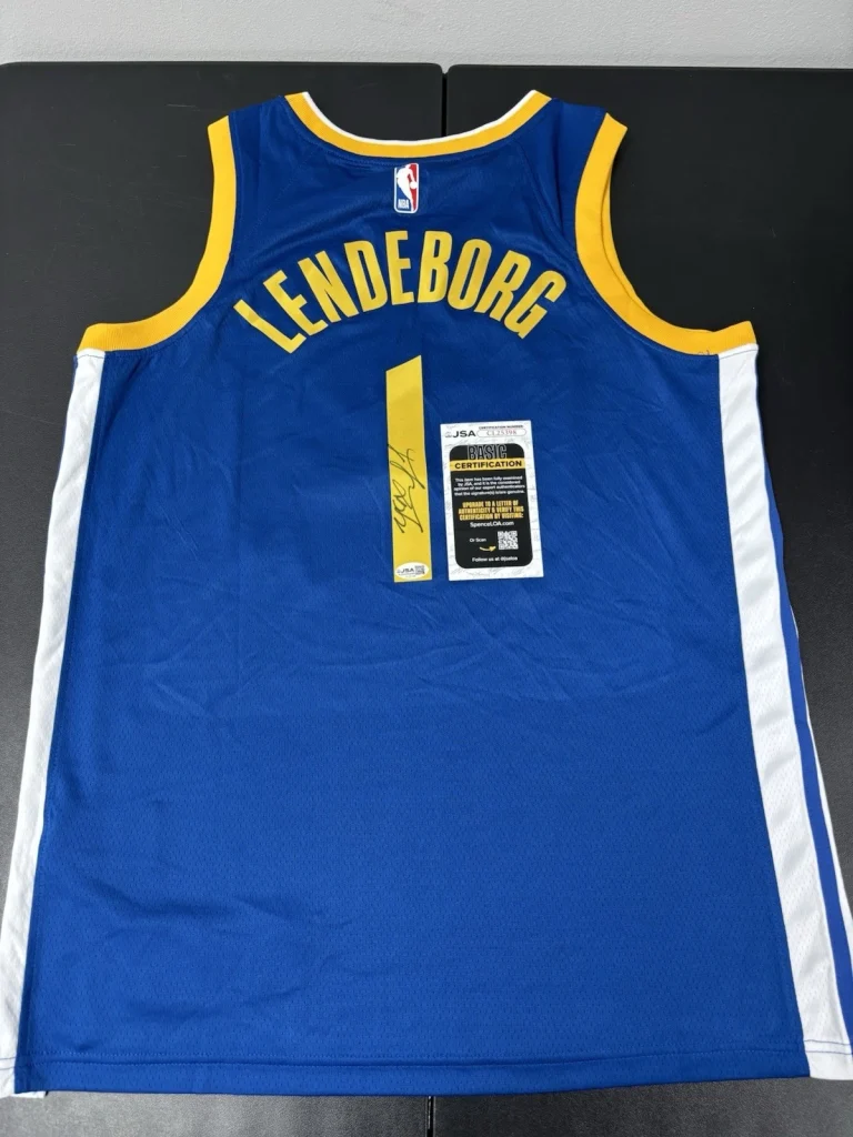 YAXEL LENDEBORG SIGNED Autographed GOLDEN STATE WARRIORS Jersey. JSA Coa. Rare
