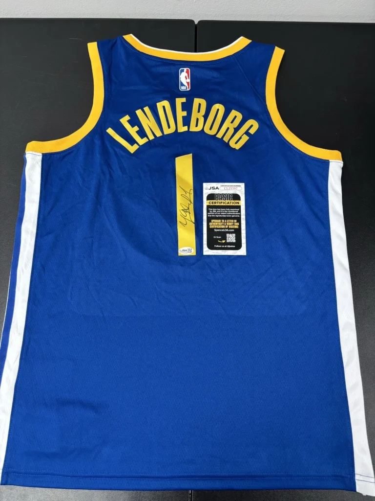 YAXEL LENDEBORG SIGNED Autographed GOLDEN STATE WARRIORS Jersey. JSA Coa. Rare