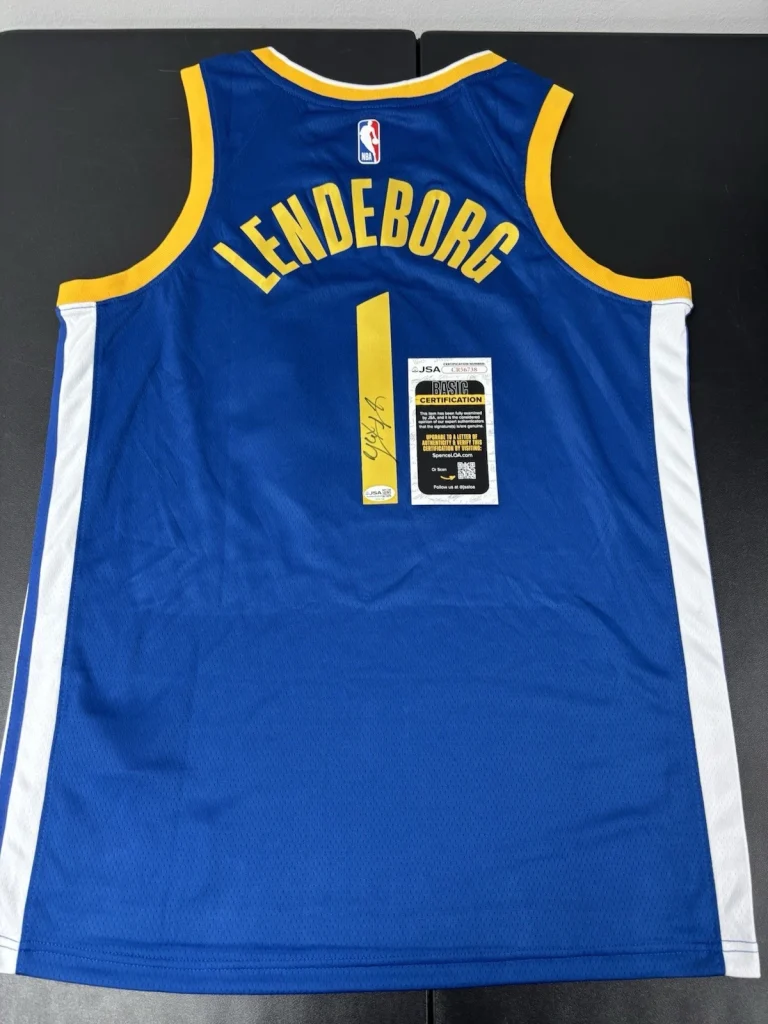 YAXEL LENDEBORG SIGNED Autographed GOLDEN STATE WARRIORS Jersey. JSA Coa. Rare