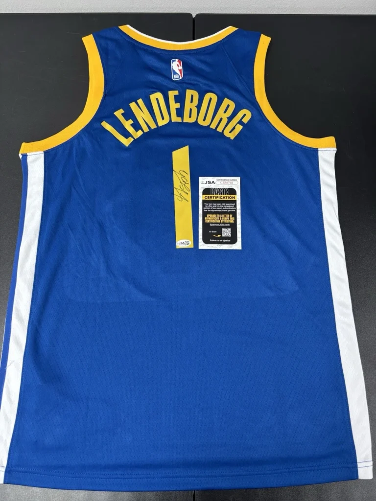 YAXEL LENDEBORG SIGNED Autographed GOLDEN STATE WARRIORS Jersey. JSA Coa. Rare