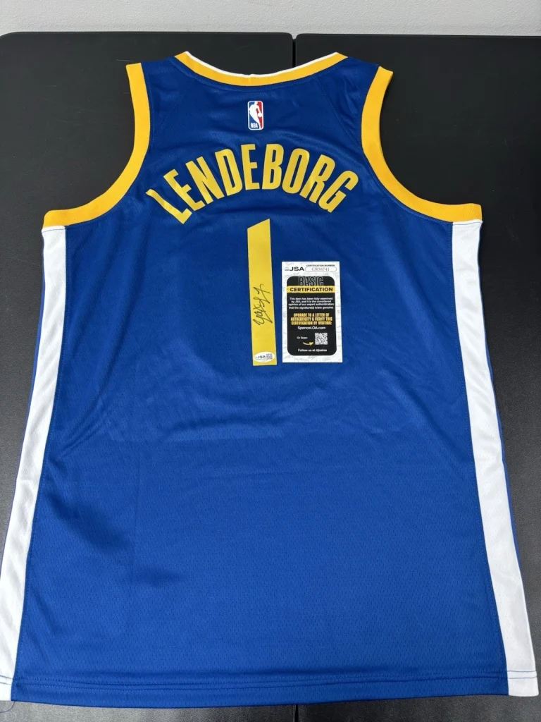 YAXEL LENDEBORG SIGNED Autographed GOLDEN STATE WARRIORS Jersey. JSA Coa. Rare