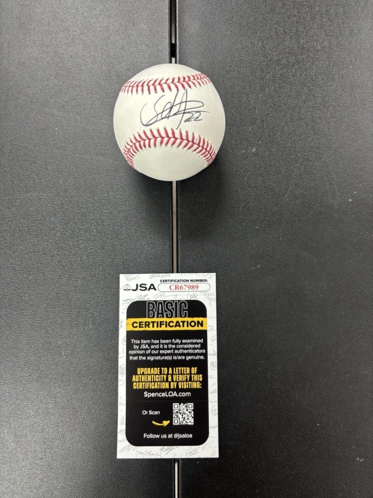 SANDY ALCANTARA MARLINS 2022 CY YOUNG SIGNED OFFICIAL OMLB BASEBALL JSA COA AUTO