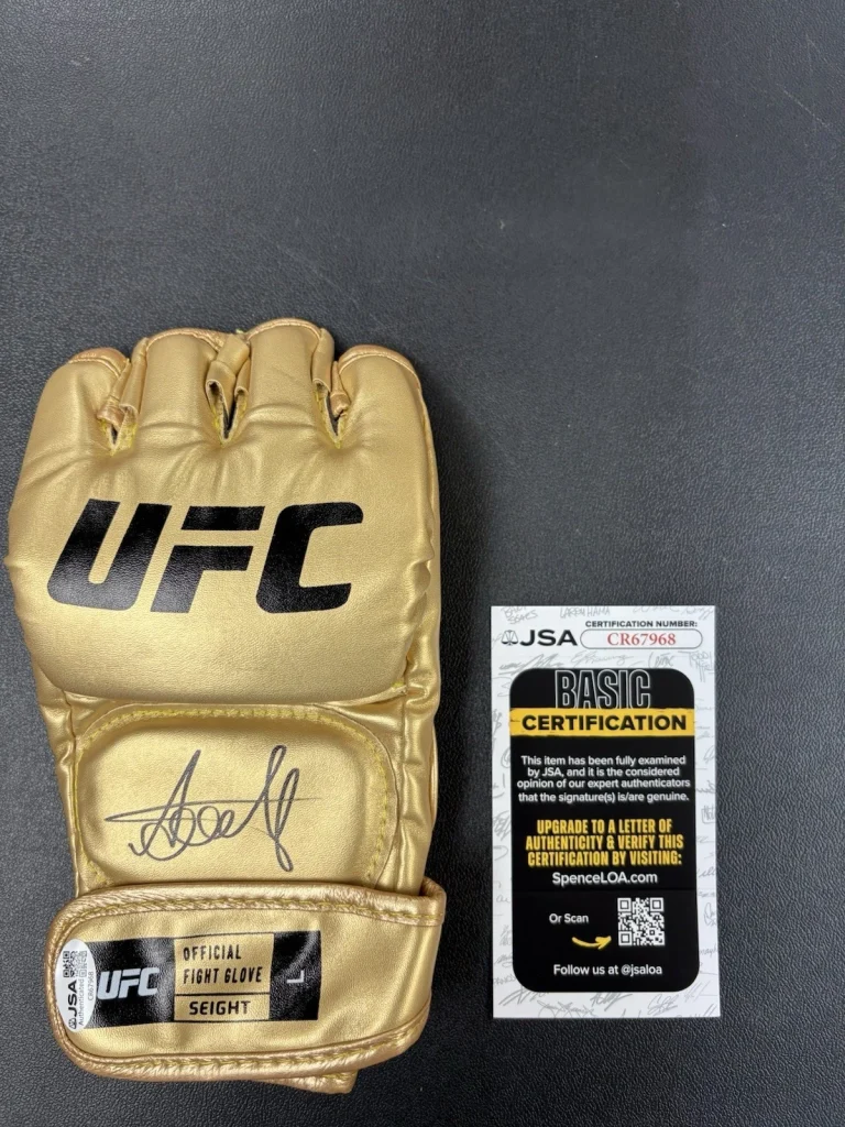 Arman Tsarukyan Signed Autographed UFC Gold Fight Glove JSA COA