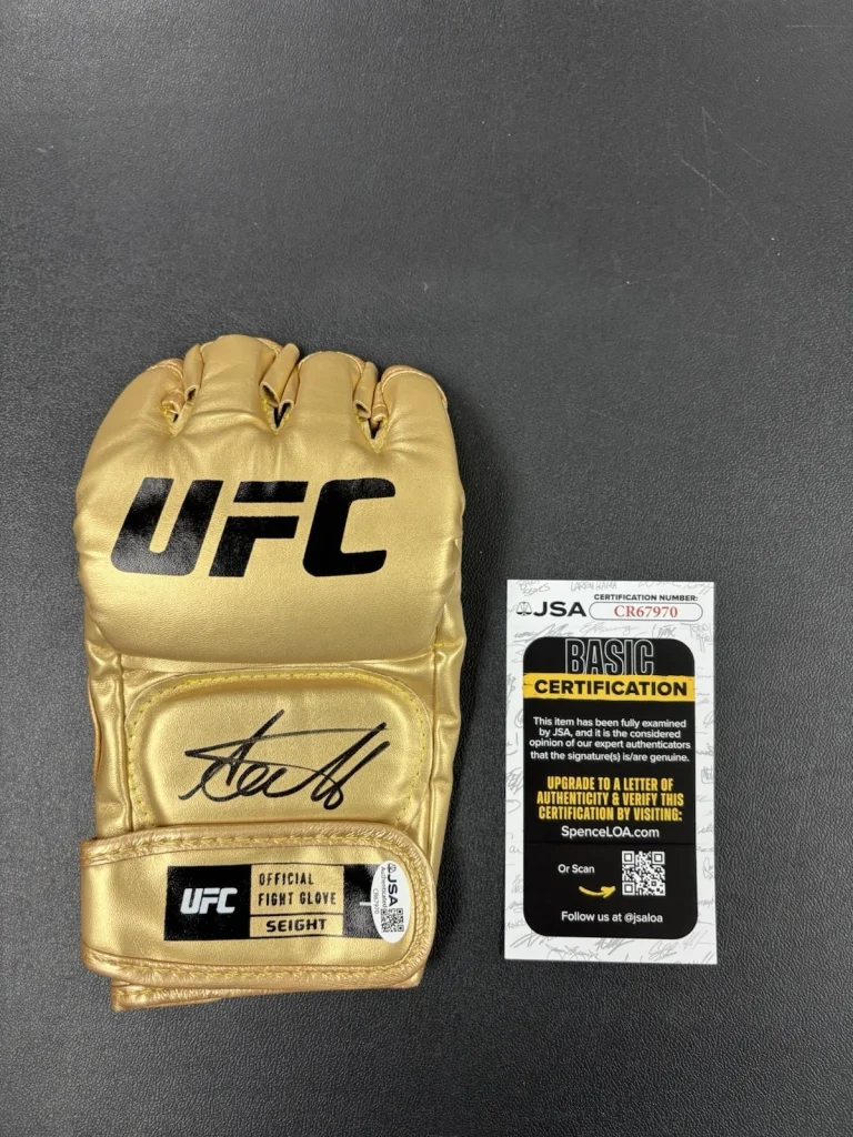 Arman Tsarukyan Signed Autographed UFC Gold Fight Glove JSA COA