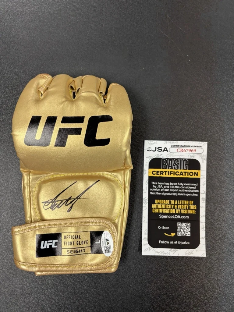 Arman Tsarukyan Signed Autographed UFC Gold Fight Glove JSA COA