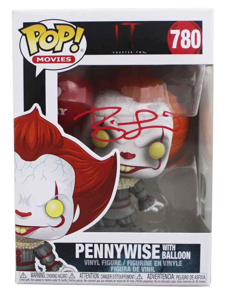 Bill Skarsgard IT Signed Pennywise #780 Funko Pop Vinyl Figure w/ Red Sig BAS