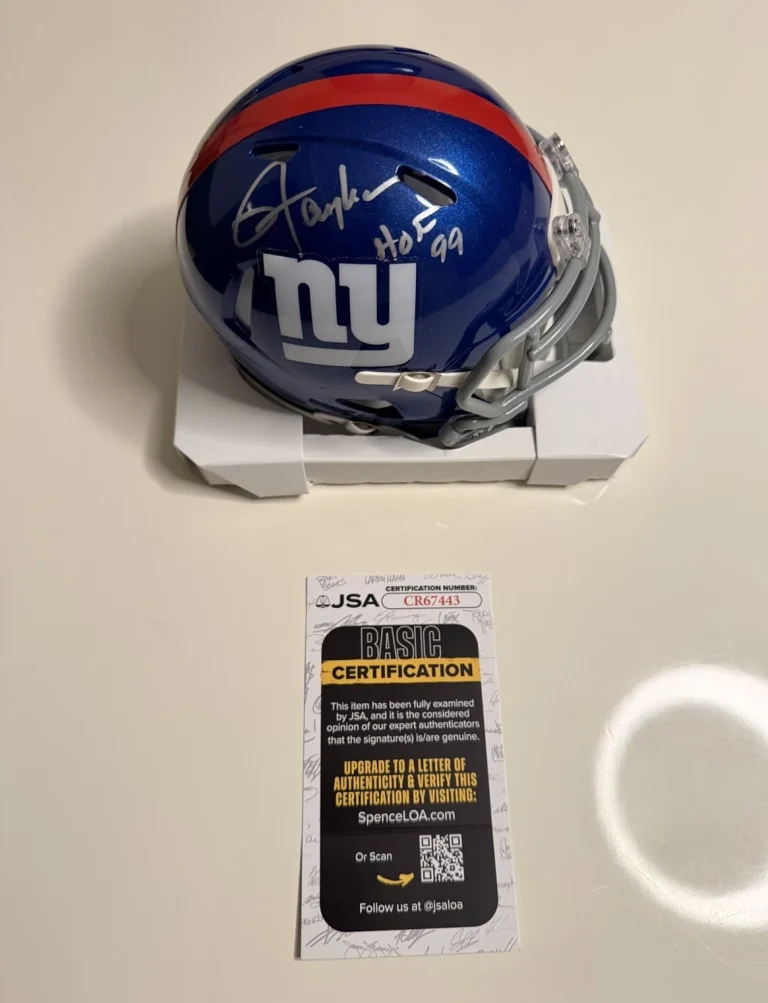 Lawrence Taylor Autographed New York Giants Mini Helmet Inscribed HOF 99 JSA COA