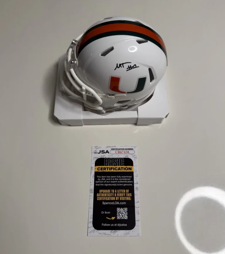 Malachi Toney Miami Hurricanes Autographed Mini Helmet Star JSA COA