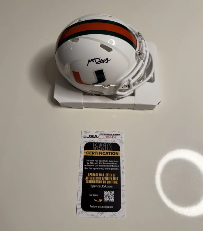 Malachi Toney Miami Hurricanes Autographed Mini Helmet Star JSA COA
